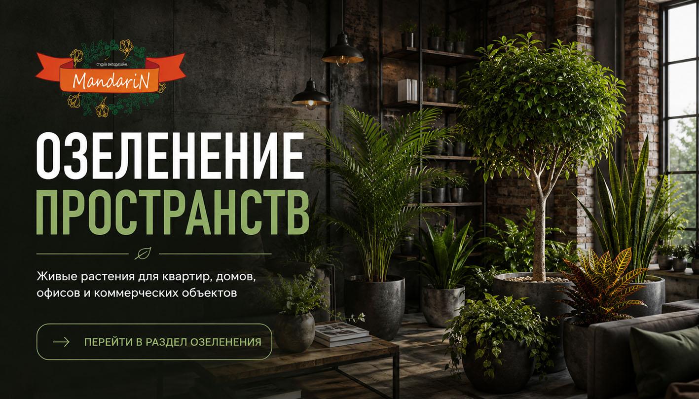 Озеленение пространств и интерьера