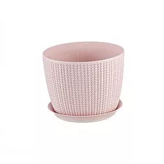 Пластиковое кашпо IDEA Вязание с поддоном чайная роза D 15.5см