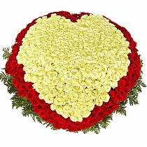 Букет из 501 белой и красной Розы в виде сердца