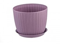 Пластиковое кашпо IDEA Вязание с поддоном пурпурное D 13.5 см