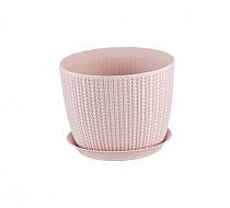 Пластиковое кашпо IDEA Вязание с поддоном чайная роза D 21 см