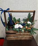Новогодняя композиция в ящике 35 см