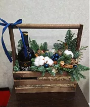 Новогодняя композиция в ящике 35 см