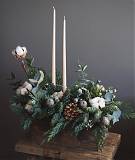 Новогодняя композиция в деревянном ящике 20 см